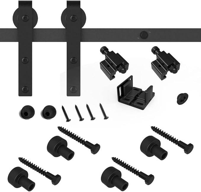 2.5FT Super Mini Sliding Barn Door Hardware Kit for Single Door TV Stands Small Cabinets, J-Shaped Hanger (No Cabinet)