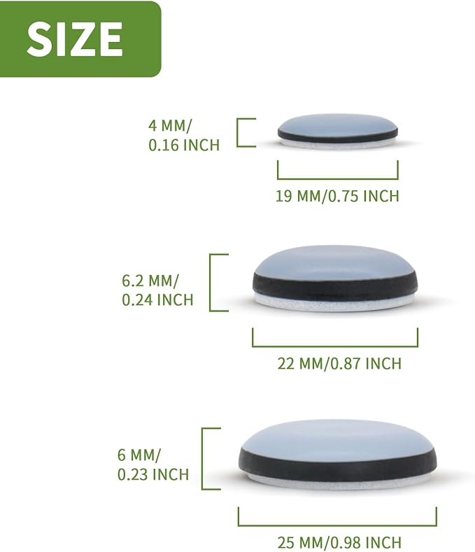 Appliance Sliders for Kitchen Appliances, Kitchen Appliance Sliders for Counter, Self Adhesive Small Appliance Slider - 3/4'', 7/8'', 1'', 36PCS Value Pack Blue