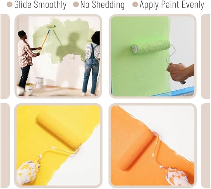 Bates Paint Tray Set - 11 pcs Kit with 9" & 4" Rollers, Small Roller, Trays & Covers for House Painting