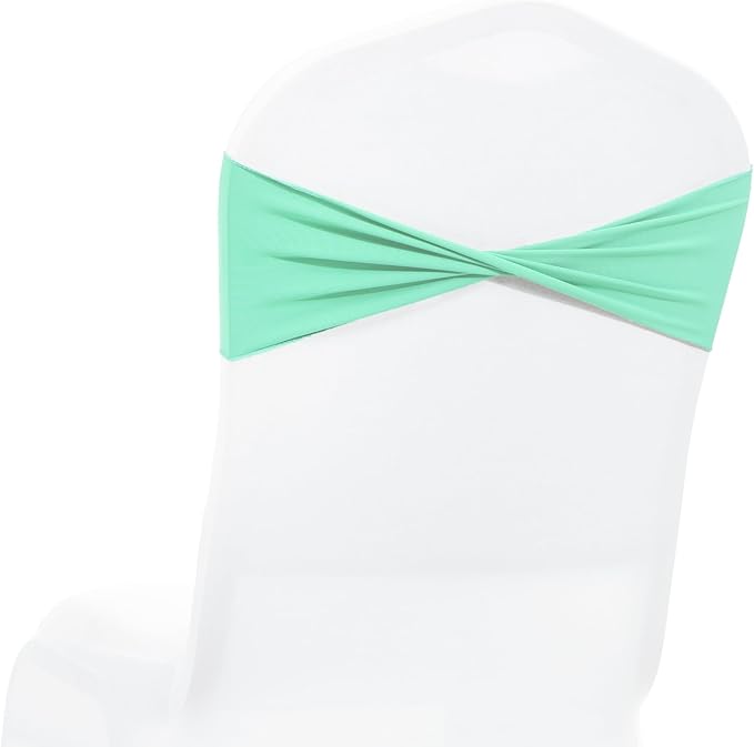 VDS Pack of 200 PCS | Tiff Blue | Spandex Chair Sashes Bows Without Buckle | Stretch Elastic Banquet Universal Folding Chair Band Tie with for Wedding Party Conference Celebration Event Decoration