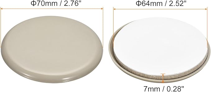 uxcell Furniture Sliders, 4Pcs 2 3/4" - Plastic Self-Adhesive Round Sliding Pads, Chair Glides for Carpeted Tile Vinyl Hardwood Floors (Grey)