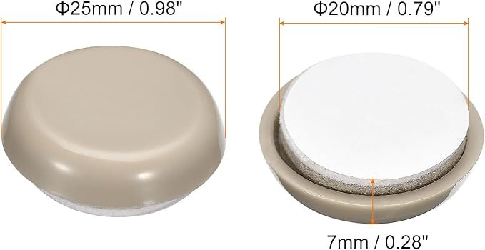uxcell Furniture Sliders, 4Pcs 1" - Plastic Self-Adhesive Round Sliding Pads, Chair Glides for Carpeted Tile Vinyl Hardwood Floors (Grey)