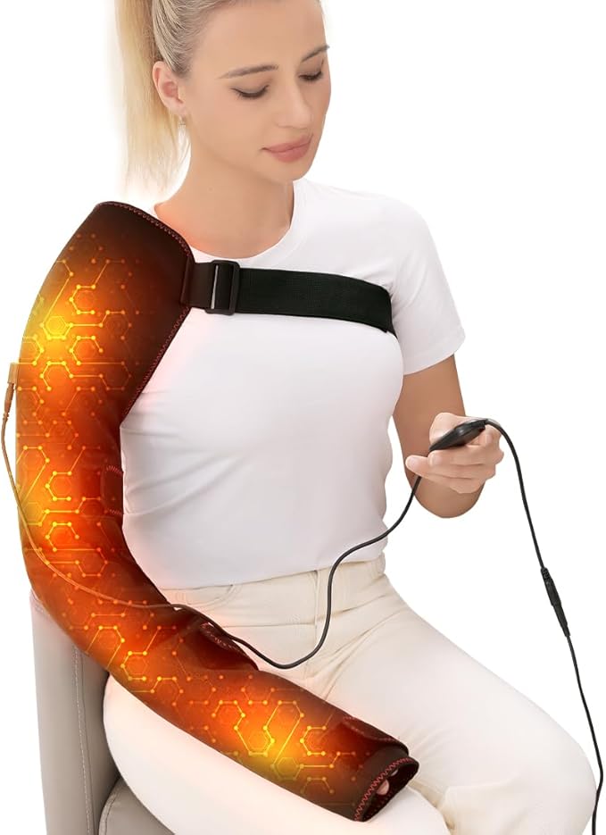 Shoulder Arm Hand Heating Pad for Pain Relief, Ultra Long Heated Wrist Wrap Heated Elbow Brace Hand Warmer for Tendonitis, Arthritis, Sports Injury Recovery, 3 Temperature Settings & Timer