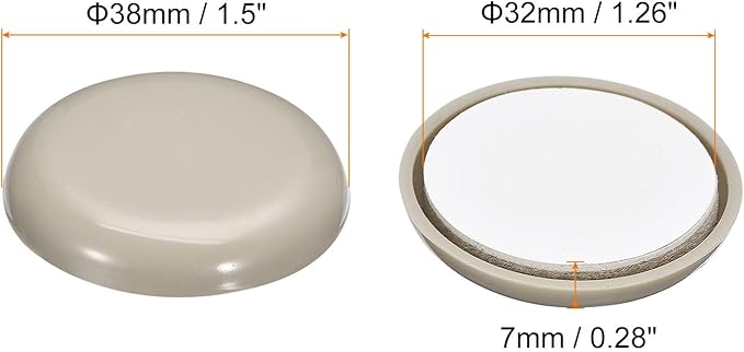 uxcell Furniture Sliders, 4Pcs 1 1/2" - Plastic Self-Adhesive Round Sliding Pads, Chair Glides for Carpeted Tile Vinyl Hardwood Floors (Grey)