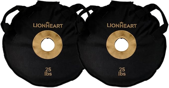 Lionheart Sand Bag Weight Plates Set | Sandbags for Working Out | Home Gym Bumper Plates | Travel-Friendly Sandbag for Fitness & Weight Training | Unfilled 10, 15, 25, 35, 45 lb Plates (Set of 2)