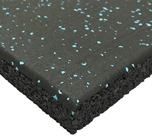 Genaflex Pro Heavy Duty Thick Rubber Gym Floor Tiles High Density Shock Absorbent Laminated Deadlift Mats - 1" Thick X 20" W X 20" L - 2.7 Sq. Ft. (Light Blue/Black, 60 Tiles - 162 Sq. Ft.)