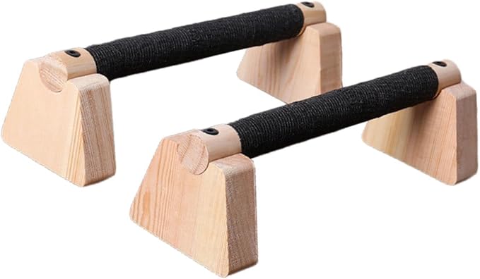 2 Pieces Push up Bar Wooden Parallettes Bar Pushup Handles Portable Anti Slip Push up Stand for Exercise Gymnastics Workout