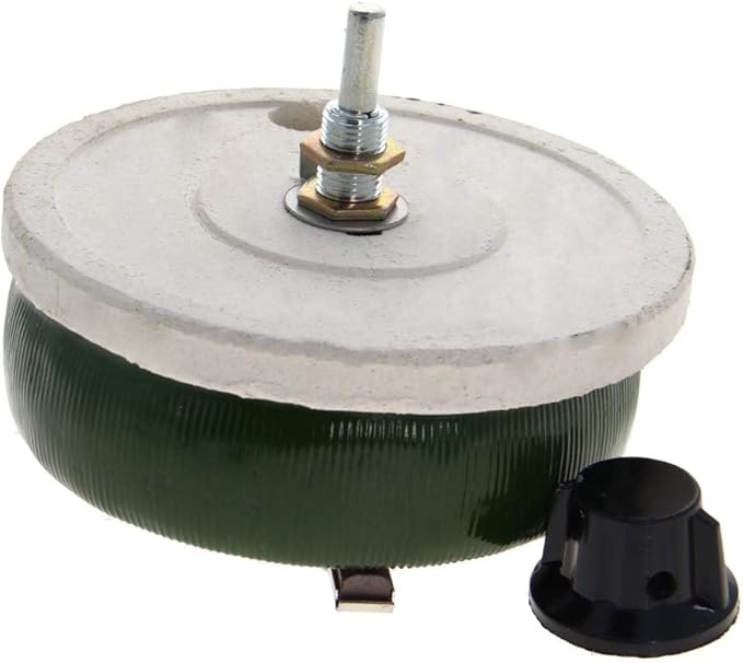 Jutagoss 150W 200 Ohm Rheostat, Wirewound Ceramic Potentiometer, Round Variable Sliding Resistor with Black Knob, Adjustable Resistor 1Pc