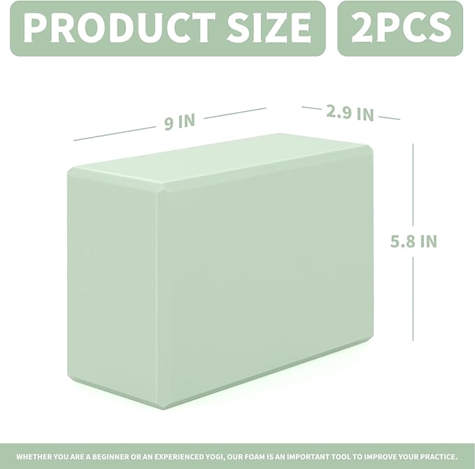 Yoga Blocks 2 Pcs, 9"x6"x3" Yoga Brick Foam Blocks EVA Foam Block Yoga Props Accessories for Yoga Pilates Stretching and Meditation
