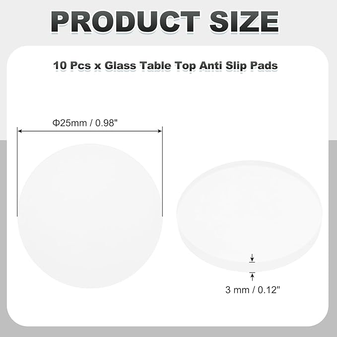 PATIKIL Glass Table Top Anti Slip Pads, 10Pcs 25mm Dia x 3mm Thick Clear Glasses Tables Silicone Bumper Pad for Photo Frame Furniture Kitchen Cabinets DIY Home Craft, White