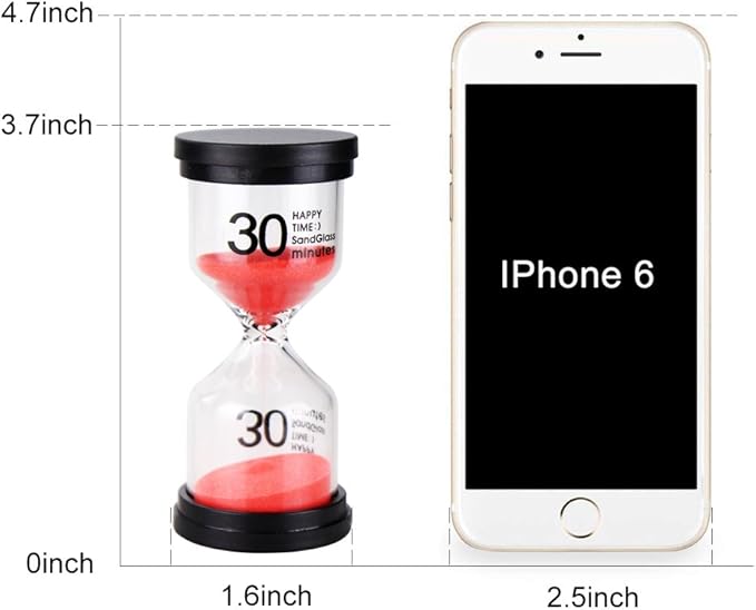 EMDMAK Sand Timer Colorful Hourglass Sandglass Timer 1 min/3 mins/5 mins/10 mins/15 mins/30 mins Sand Clock Timer for Games Classroom Home Office(Pack of 6)
