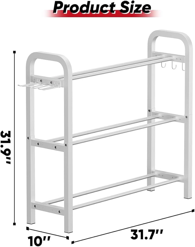 Adjustable Dumbbell Rack, Weight Storage Stand Holder for Dumbbells & Kettlebells, Heavy-Duty Home Gym Organizer with 6 Hook for Home Gym Equipment Accessories (Rack Only)