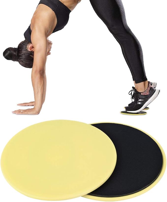 Fitness Gliding Disc 2PCS, Slider Sport Full Body Workout Core Stabilization, ABS Exercise Sliding Glidings Discs (Yellow)