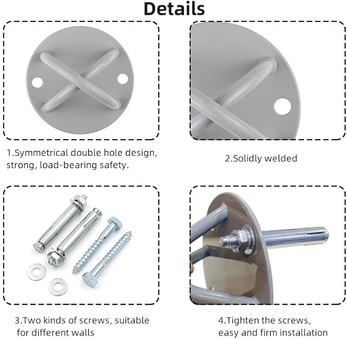 Wall Mount Bracket for X, Yoga Ceiling Mount Suspension Straps for Gymnastic Rings and Aerial Yoga Swing