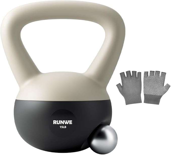 RUNWE Soft Kettlebell - Sand Filled Kettlebell Hand Weight Options for 25, 20, 15, 10 and 5 LB, Soft-Sided Cushioned Base,Safety Guaranteed Ideal for Men, Women, & Beginners