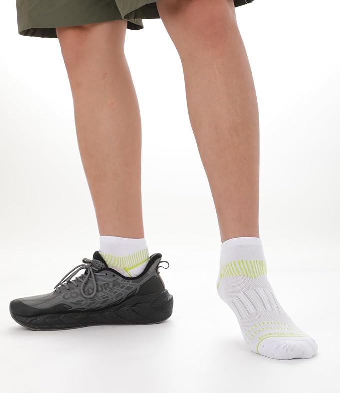 BAMBOO COOL Men's Athletic Ankle Socks Moisture Wicking, Anti-Odor Breathable Running Mesh Socks Arch Support, 8 Pack
