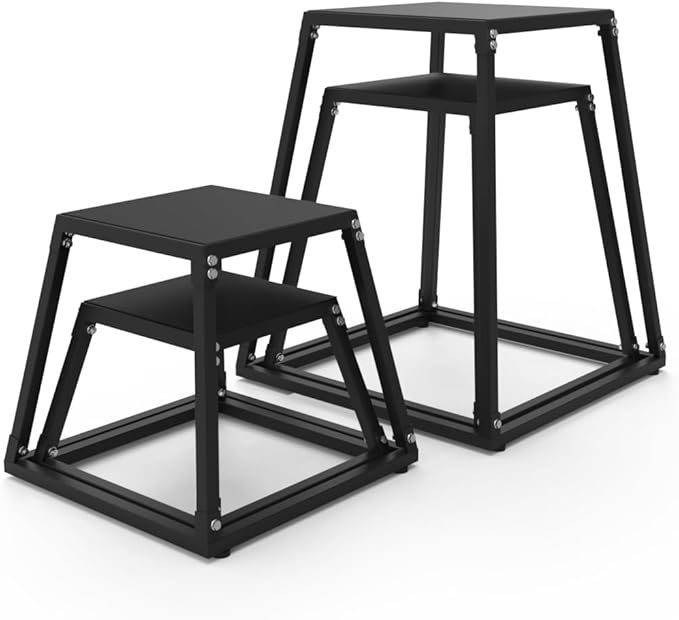 PeakPursuit Metal Plyo Box, Plyometric Jumping Box Set with Anti-Slip Surface for Workout Home Gym,Single and Set