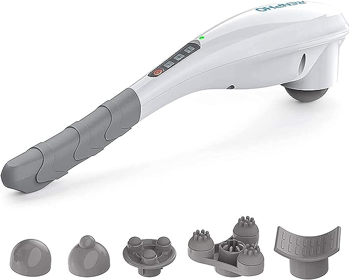 RENPHO Rechargeable Handheld Back Massager, Cordless Electric Neck Massage Tool for Shoulder, Foot, Leg, Calf, Birthday Gifts for Women and Men