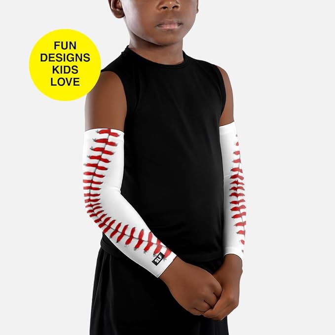SLEEFS Arm Sleeves for Kids - Athletic Sports Sleeve for Youth Boys and Girls - UV Protection - Football Baseball Basketball