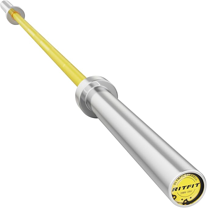 RitFit Elite 7ft Olympic Barbell, Robust 45lb Barbell for Weightlifting and Powerlifting, Superior Olympic Bar with Exceptional 500lbs Load Capacity, Weight Bar for 2” Standard Plates