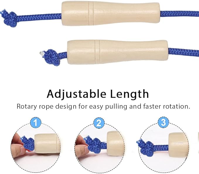Double Dutch Jump Rope 16 ft 2 Pack, Adjustable Long Skipping Rope with Wooden Handle, Multiplayer Team Jumping Rope for Kids Adults, Long Enough for 5-6 Jumpers