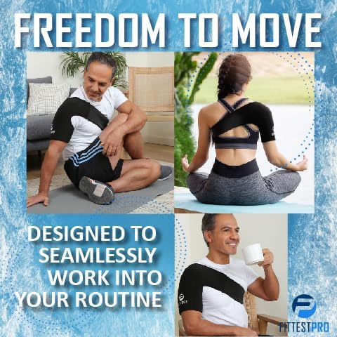 Fittest Pro Shoulder Ice Pack Wrap, HSA or FSA Eligible, Reusable Cold Therapy Wrap for Tendonitis, Swelling, Rotator Cuff, and Recovery