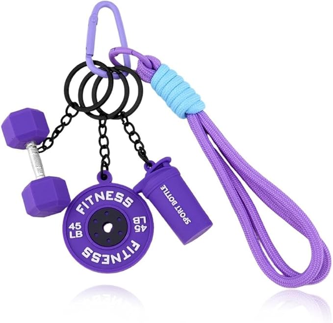 Fitness Gym Keychain Mini Dumbbell Weight Plate Sport Bottle Charm Motivational Gift for Gym Lovers Coaches Women Men