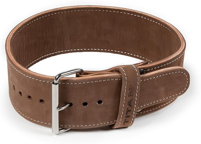 Titan Fitness MAXXUM Weightlifting Belt, 4" Wide x 10mm Thick Vegetable-Tanned Leather, Adjustable Single Prong Buckle for Powerlifting, Deadlifts, Weight Training & Bodybuilding