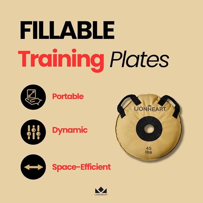 Lionheart Sand Bag Weight Plates Set | Sandbags for Working Out | Home Gym Bumper Plates | Travel-Friendly Sandbag for Fitness & Weight Training | Unfilled 10, 15, 25, 35, 45 lb Plates (Set of 2)