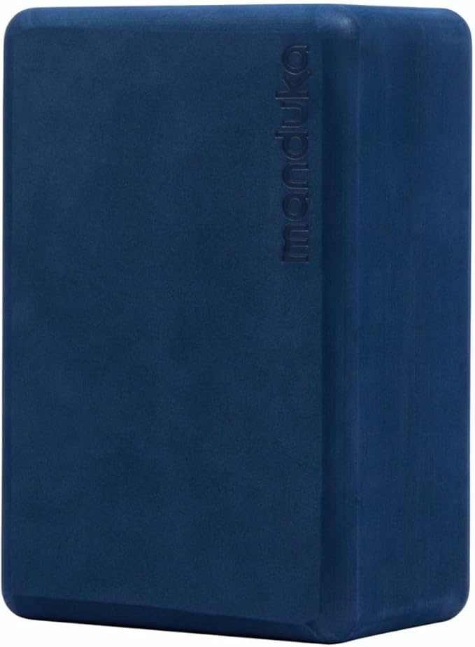 Manduka Recycled High Density EVA Foam Yoga Block – Contoured Edges for Comfort, Firm Stability for Balance and Support in Any Yoga Pose, Midnight, 9''L x 6''H x 4''D