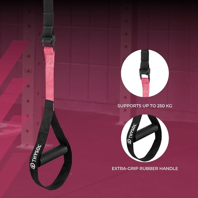 THYSOL® Resistance Trainer Pro Xtreme Straps Army | Sling Trainer Set with Adjustable Door Anchor | Fitness Home Workouts - Suitable for Travelling & for Training Indoor & Outdoor