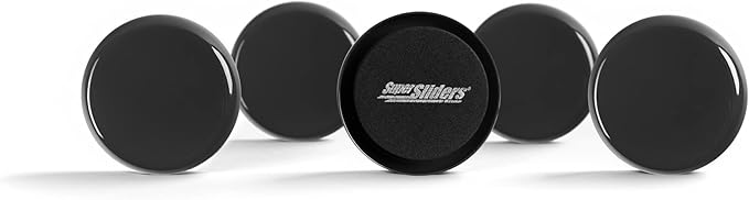 Super Sliders 2-1/2" Round Reusable Furniture Sliders for Carpet, Anti-Slip Protective Furniture Moving Pads for Beds, Sofas, Dressers, Set of 8, Black
