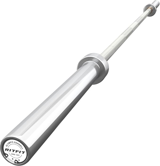 RitFit Elite 7ft Olympic Barbell, Robust 45lb Barbell for Weightlifting and Powerlifting, Superior Olympic Bar with Exceptional 500lbs Load Capacity, Weight Bar for 2” Standard Plates