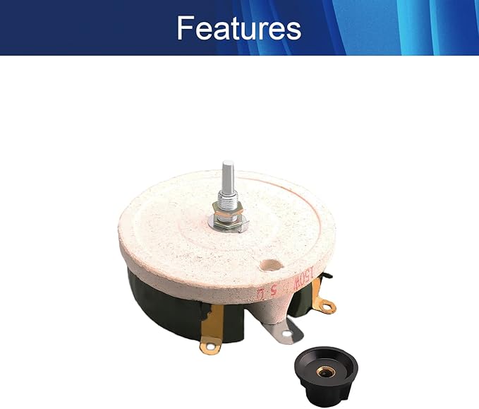 Jutagoss 150W 5 Ohm Rheostat, Wirewound Ceramic Potentiometer, Round Variable Sliding Resistor with Black Knob, Adjustable Resistor 1Pc