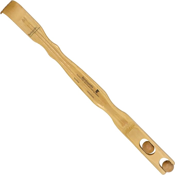 BambooMN 17 Inch Bamboo Wooden Back Scratcher Smooth Massage Roller Handle for Itching Stress Relief, 10 Units