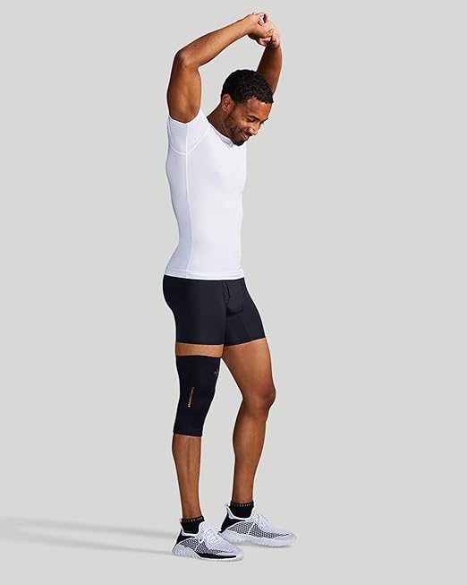 Tommie Copper Core Compression Infrared Knee Sleeve, Unisex, Men & Women, 4D Stretch Infrared Infused, Self-Warming Sleeve for Muscle Support & Stability - Black - Medium