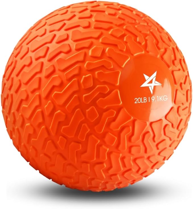Yes4All Upgraded Fitness Slam Medicine Ball 20lbs for Exercise, Strength, Power Workout | Weighted Ball | Orange Beast