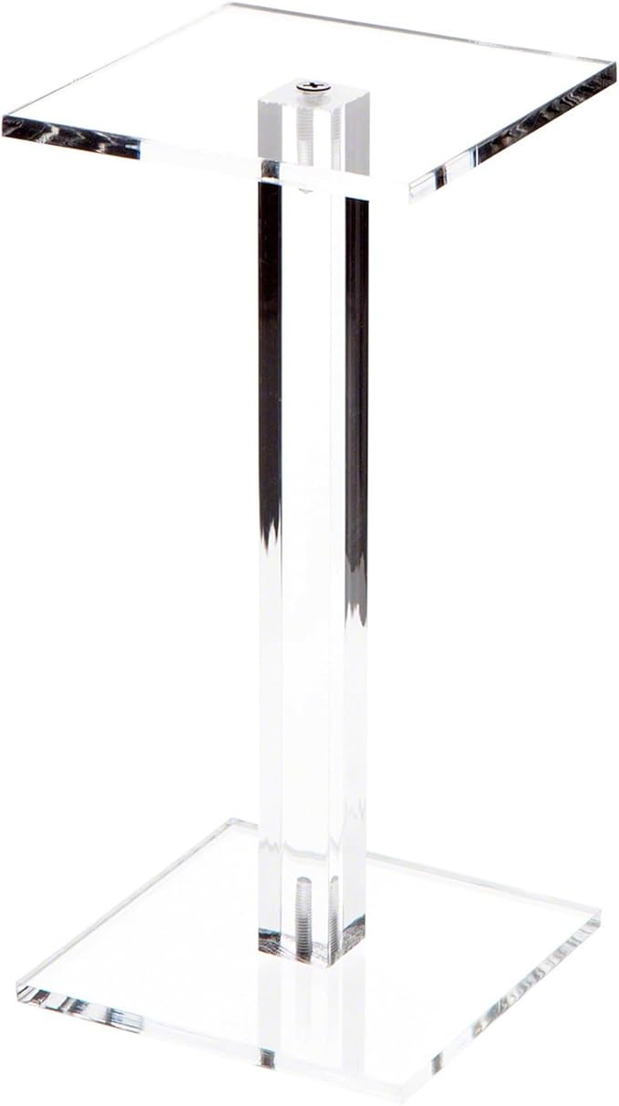 Plymor Clear Acrylic Square Barbell Pedestal Display Riser, 8.5" H x 4" W x 4" D (1/4" thick) (2 Pack)