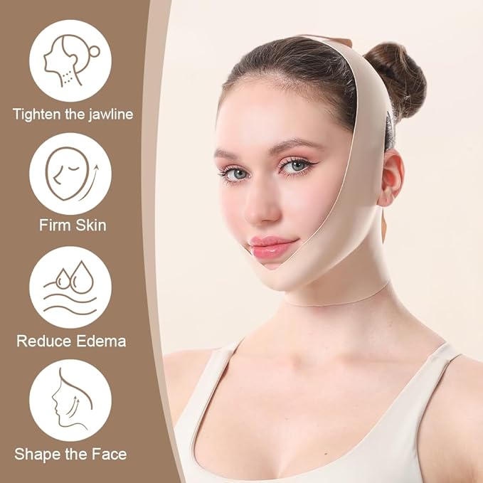 Face Strap Face Lift Belt, Comfortable VShaped Bandage Face Lift Band Face Outline Lifting Facial (Skin Color)