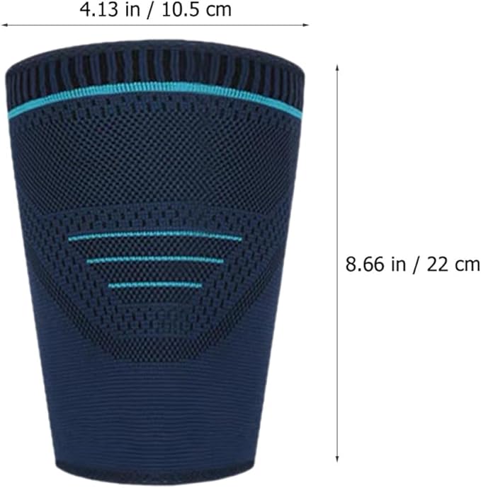 2pcs Men’s Sports Compression Leg Sleeves Dark Blue Knitted Thigh Wrap Elastic Support for Running Basketball and Cycling