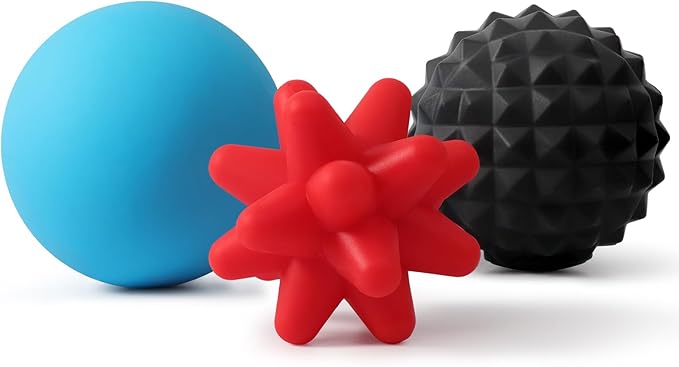 HODEMI Massage Ball Set for Self-Massage, Textured Lacrosse Balls for Deep Tissue Muscle Relaxation, Myofascial Release Support & Trigger Point Mobility