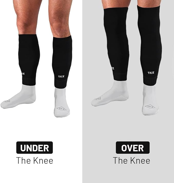 Tekkerz leg sleeve over 20 color variations compatible with grip socks for soccer, football, hockey, rugby athletic socks