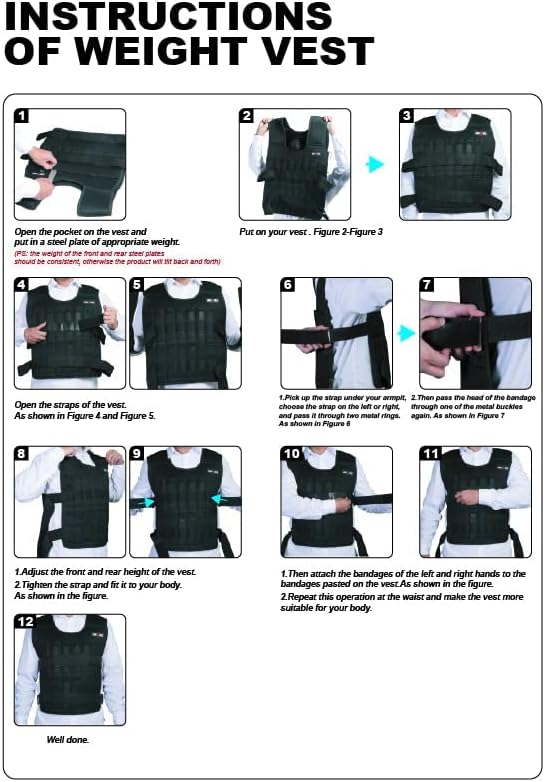 Weighted Vest Set 44LB for Men & Women, Adjustable Workout Weight Vest with Steel Plates, Weighted Training Vest with Wrist Weights and Ankle Weights for Strength Training, HIIT, Rucking & Cardio