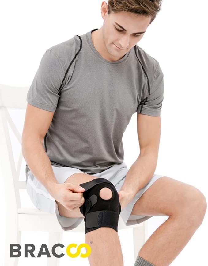 Bracoo Knee Support Brace for Men Women, Adjustable Compression Sleeve Wrap Patellar Pad Tendon - Arthritis Pain, meniscus tear, Injury Recovery, Running, Workout, KS10