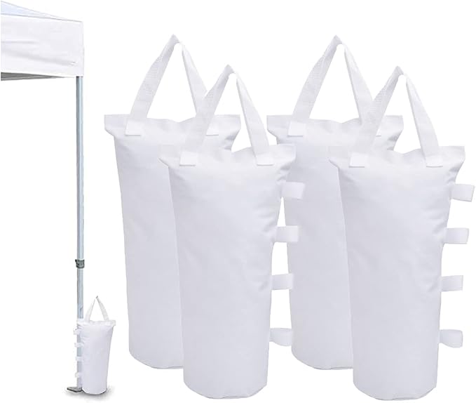 Canopy Weights Bag Leg Weight for Pop up Canopy Tent, Sand Bags for Patio Umbrella Instant Outdoor Sun Shelter,4 Pack-White