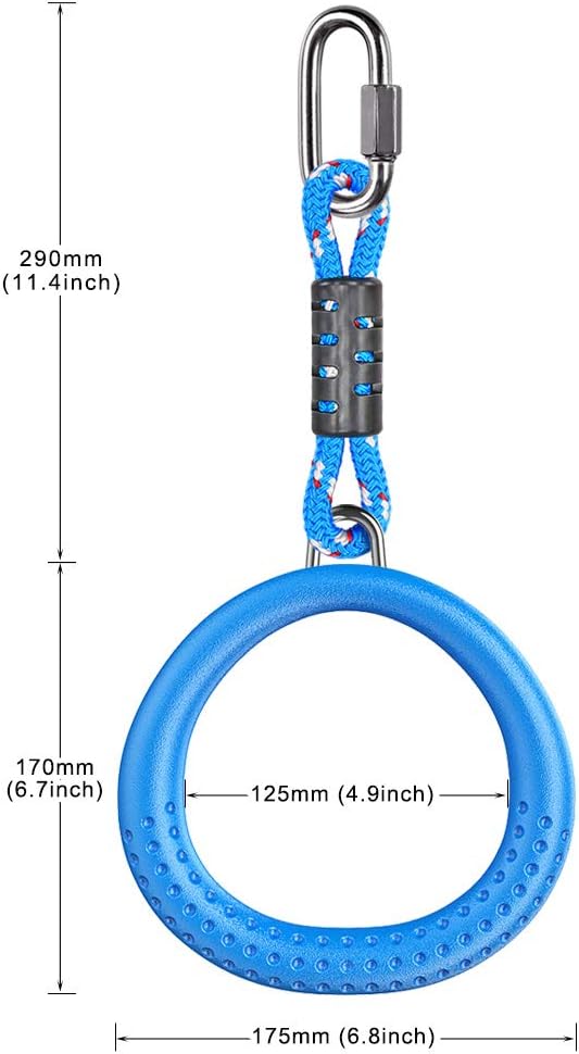 Dolibest 2 Pack of Ninja Gymnastic Rings,Monkey Ring Outdoor Backyard Ninja Accessories Set,Swing Bar Rings Obstacle Course for Training Equipment for Teens,1000LB Capacity