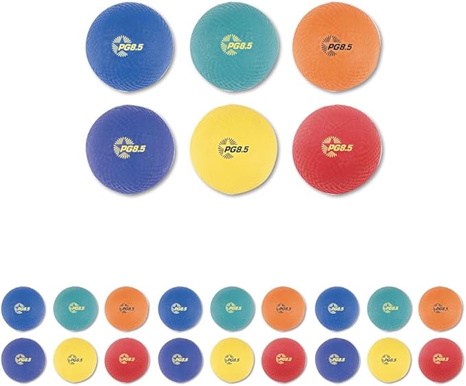 Champion Sports Playground Balls – Single Balls & Sets, Multiple Colors, Durable Nylon-Wound Construction for Kickball & Indoor/Outdoor Play