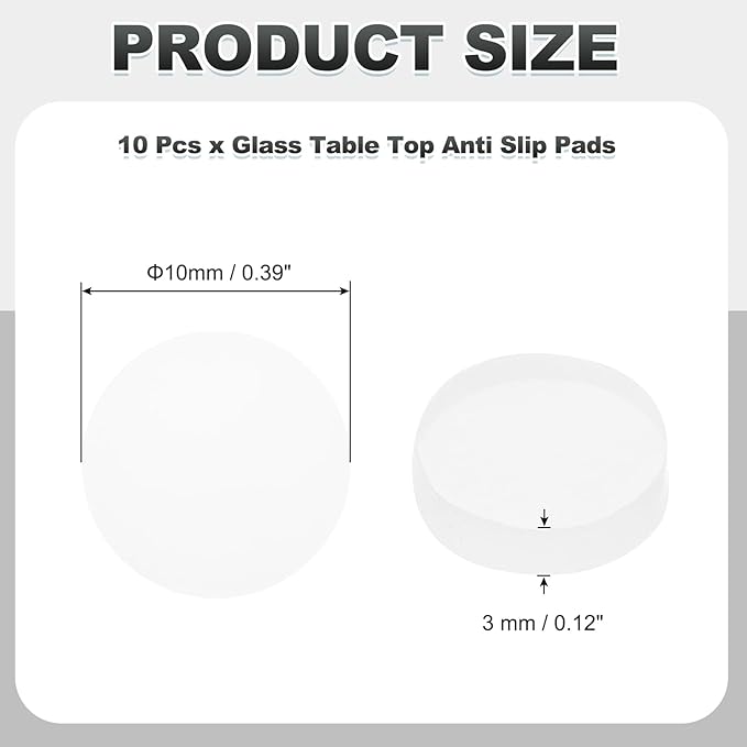 PATIKIL Glass Table Top Anti Slip Pads, 10Pcs 10mm Dia x 3mm Thick Clear Glasses Tables Silicone Bumper Pad for Photo Frame Furniture Kitchen Cabinets DIY Home Craft, White