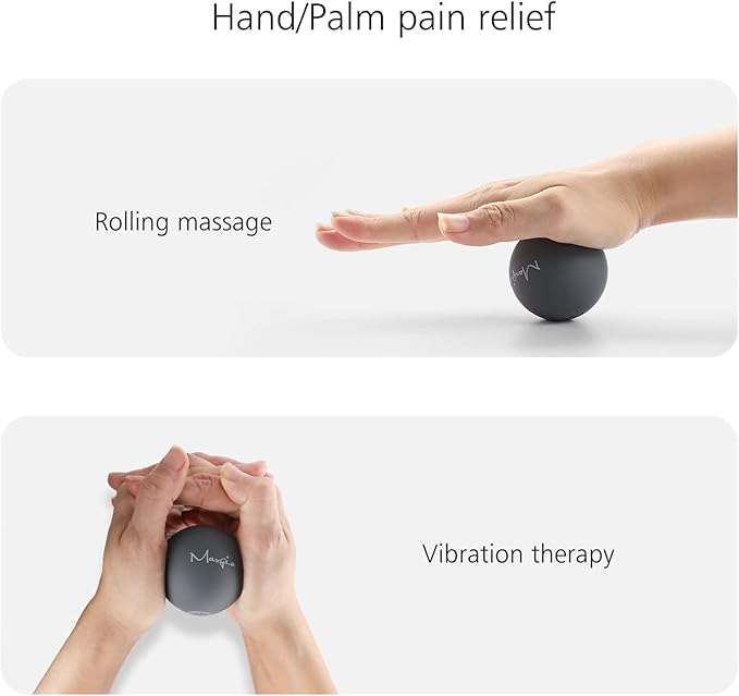 2" Mini Massage Ball, 5 Speeds Vibrating Massage Roller Ball for Palm, Hand, Foot, Leg, Neck, Back, Trigger Point Muscle Therapy Ball for Myofascial Release, Plantar Fasciitis Relief, Gray