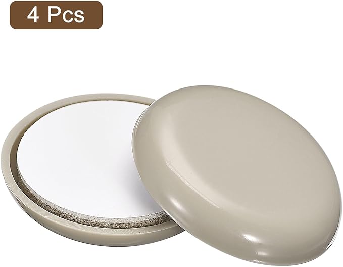 uxcell Furniture Sliders, 4Pcs 1 1/2" - Plastic Self-Adhesive Round Sliding Pads, Chair Glides for Carpeted Tile Vinyl Hardwood Floors (Grey)